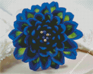 Blue Dahlia Flowers Diamond Painting