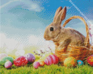 Bunny With Eggs Diamond Painting