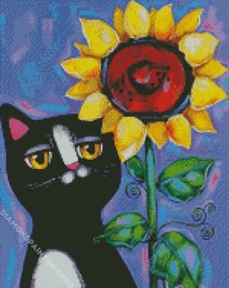 Cat And Sunflower Diamond Painting