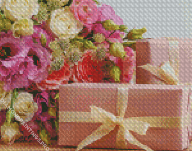 Country Flowers And Gift Boxes Diamond Painting