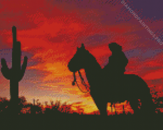 Cowboy In Arizona Silhouette Diamond Painting