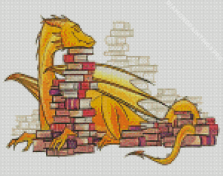 Dragon With Books Diamond Painting