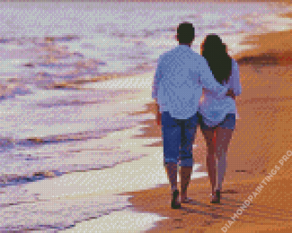 Romantic Walk On Beach Diamond Painting