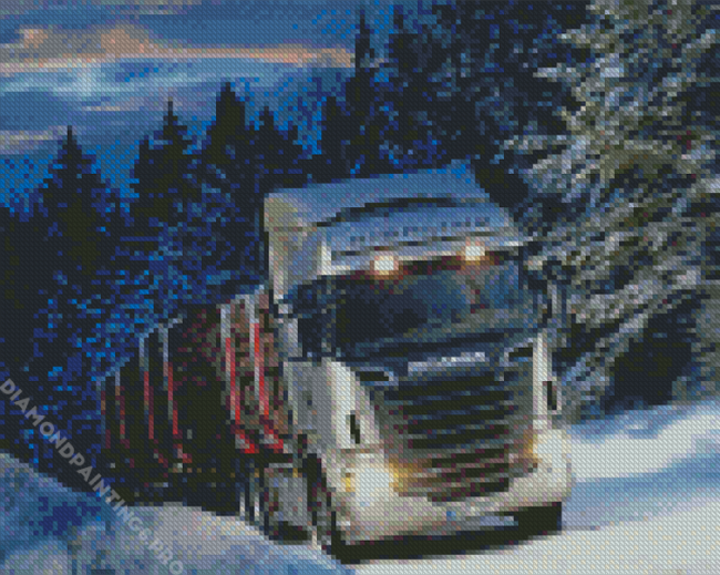 Scania Truck In Snow Diamond Painting