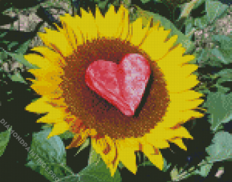 Sunflower Heart Love Diamond Painting