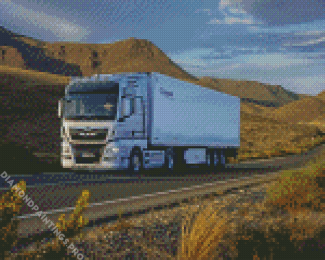 White Man Truck On Road Diamond Painting