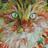 Abstract Cat And Leaves Diamond Painting