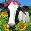 Aesthetic Cow With Sunflowers Art Diamond Painting