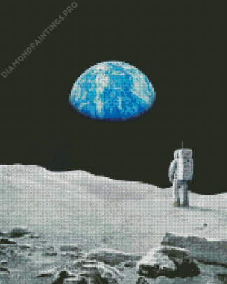 Astronaut And Earth Rise Diamond Painting