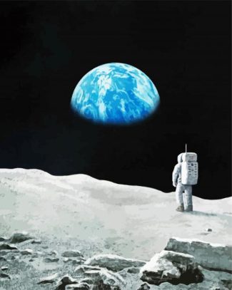 Astronaut And Earth Rise Diamond Painting