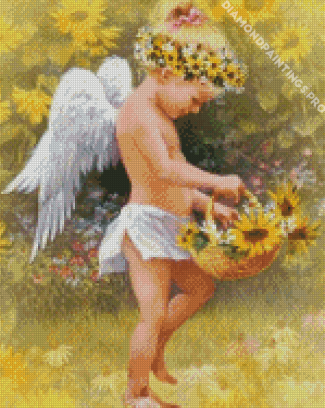 Baby Sunflower Angel Diamond Painting
