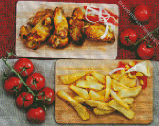 Chicken Wings With Fries Diamond Painting