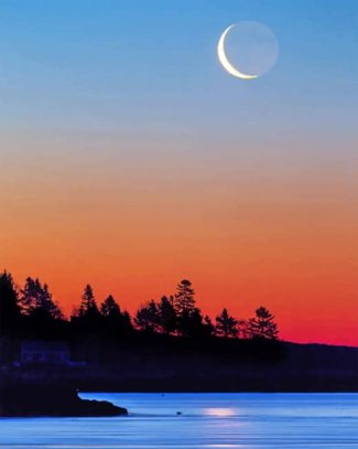 Crescent Moon Coast Of Maine Diamond Painting