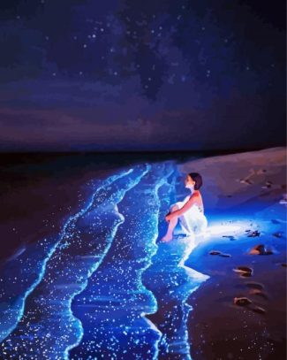 Girl With Ocean Of Stars Diamond Painting
