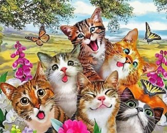 Happy Cats Animal Selfie Diamond Painting