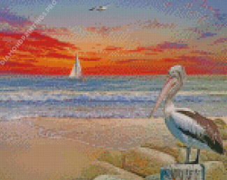 Pelican Birds Beach Diamond Painting