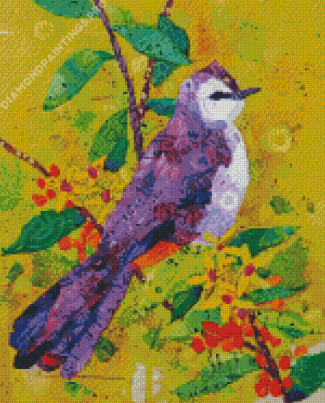 Purple Bird Collage Diamond Painting