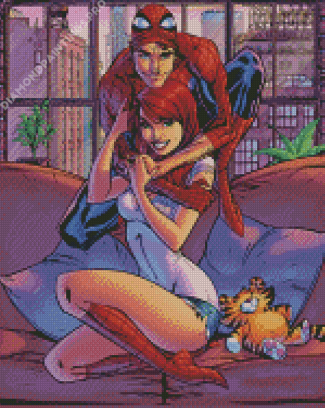 Spider Man And Mary Jane Characters Diamond Painting