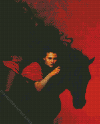 Black Horse And Girl Diamond Painting