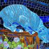 Blue Mosaic Cat Diamond Painting