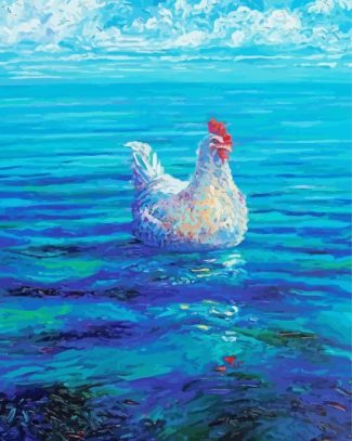 Chicken Beach Swim Art Diamond Painting