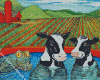 Cows In A Tub Diamond Painting