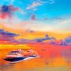 Cruise Ship In Sunset Seascape Diamond Painting