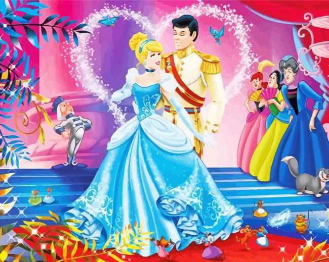 Disney Cinderella Characters - 5D Diamond Painting - DiamondPaintings.Pro