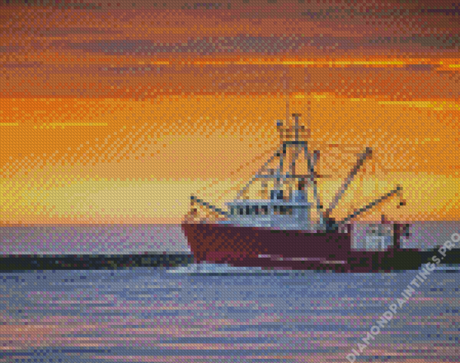 Fishing Trawler Boat Diamond Painting