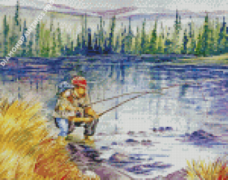 Fly Fishing With Dad Diamond Painting
