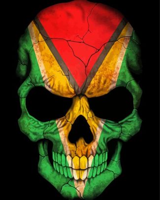 Guyanese Flag Skull Diamond Painting