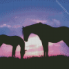 Horse And Foal Silhouette Diamond Painting