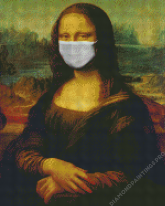Monalisa Wearing A Mask Diamond Painting