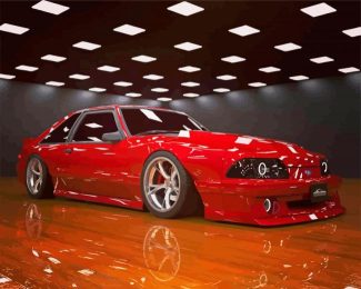 Red Ford Mustang Fox Body Diamond Painting