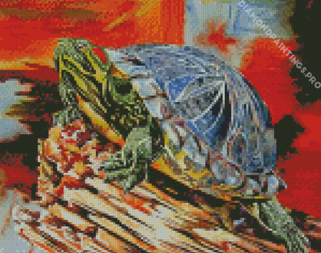 Red Eared Slider Turtle Art Diamond Painting