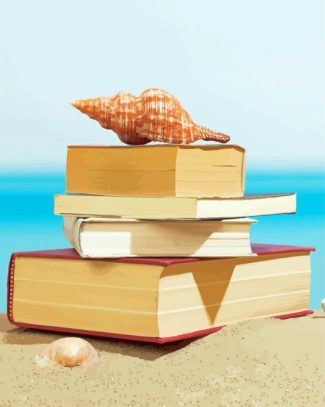 Shellfish On Books And Beach Diamond Painting