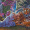 Sleeping Fairy And Tiger Diamond Painting