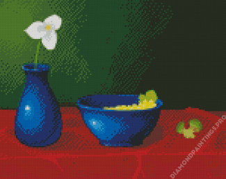 Trillium Flower In Vase And Grapes Art Diamond Painting