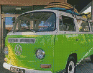 VW Van Green Color Diamond Painting