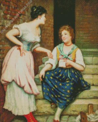 Young Two Women Talking Diamond Painting