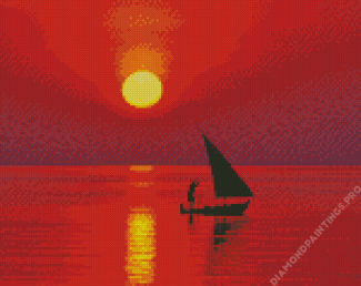 Aesthetic Boat Sunset Diamond Painting