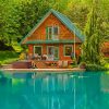 Aesthetic House By A Lake Diamond Painting