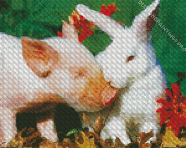 Aesthetic Pig And Rabbit Diamond Painting