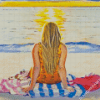 Aesthetic Woman Sitting On Beach Diamond Painting
