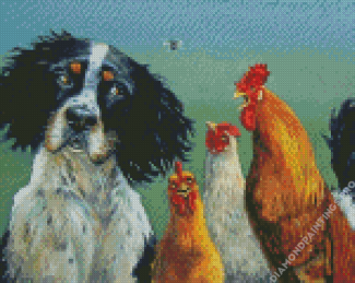 Aesthetic Dog With Chicken Diamond Painting