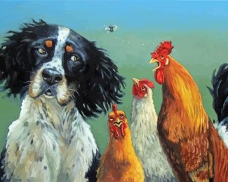 Aesthetic Dog With Chicken Diamond Painting