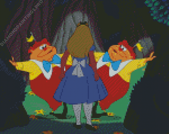 Alice With Tweedle Dee And Deedle Dum Diamond Painting