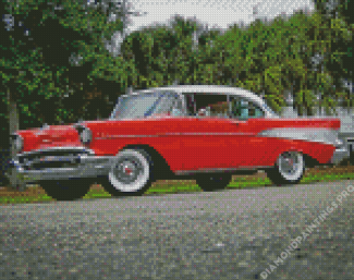 Classic Red And White 57 Chevy Diamond Painting