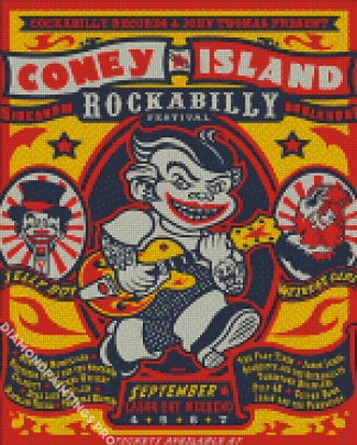 Coney Island Rockabilly Poster Diamond Painting