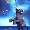 Funny Elephant Playing With Fishes Diamond Painting
